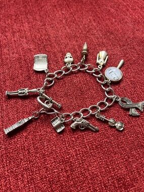 Silver Charm Bracelet with Assorted Travel & Music Charms